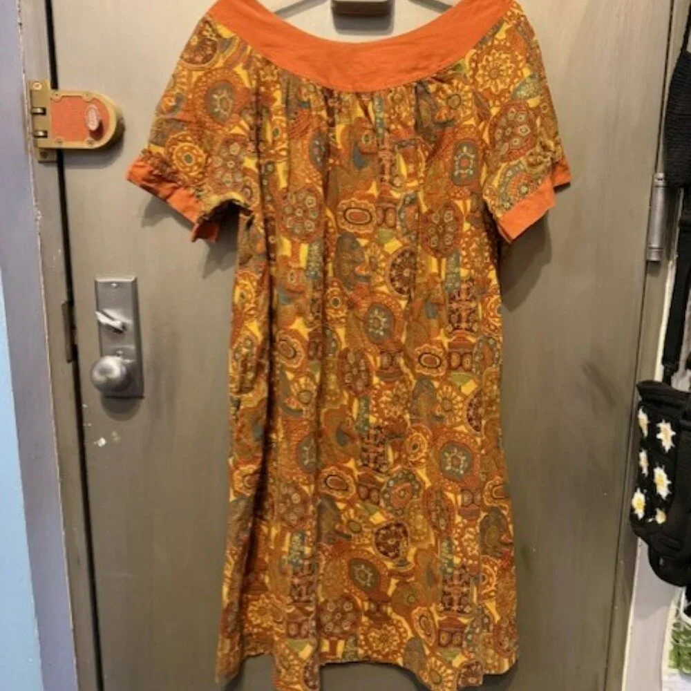 Vintage 70’s Boho paisley African print A-line swing Mini Dress - Picture 15 of 16